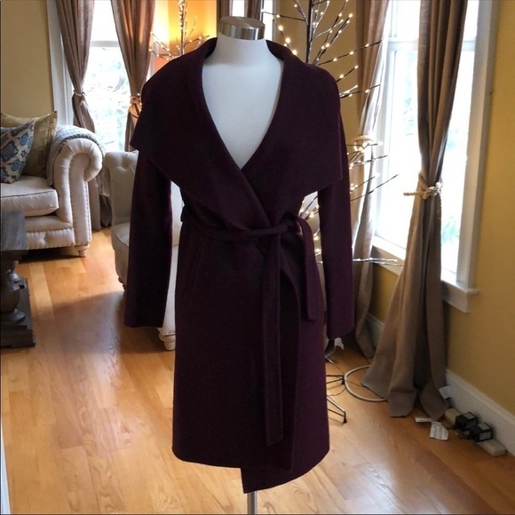Soia & Kyo Wool Wrap Burgundy Coat XS - Picture 2 of 8